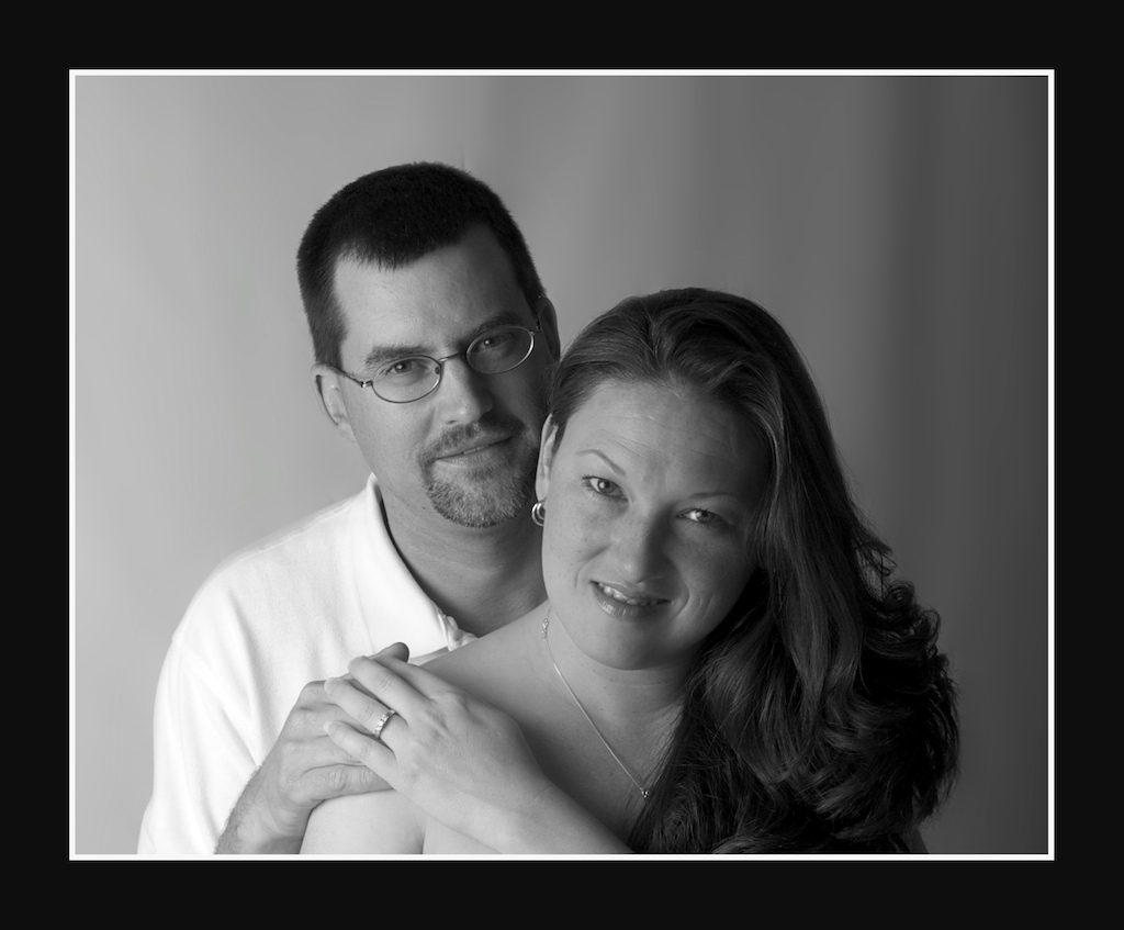 Romantic engagement portrait in black & white